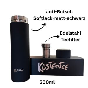 Trinkflasche Edelstahl Thermosflasche 450ml Teeflasche schwarz Isolierflasche