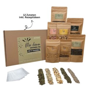 AETERIA® | Mix deinen Grüntee Geschenkset - DIY Tee Selber Mischen mit 12 Zutaten, Rezeptideen & Teefiltern | vom Tea-Taster entwickelt (Kopie)